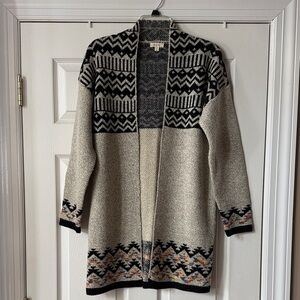 Debut Black and Cream Geometric Cardigan